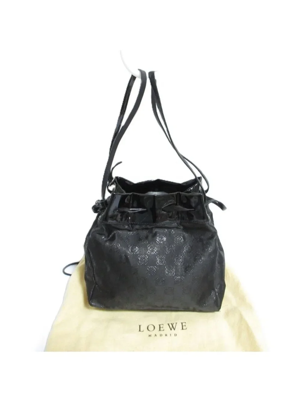 Loewe Vintage Anagram All Pattern Shoulder Handbag Black